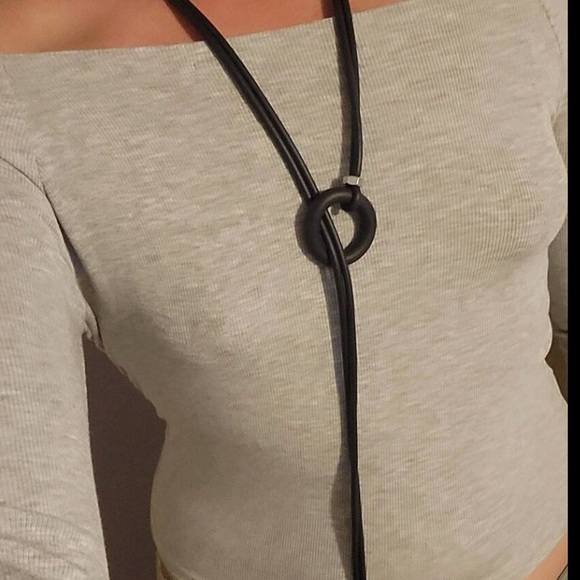 New XL Long Black Lariat Statement Necklace / Multipurpose Jewelry - Oversized - Picture 9 of 13